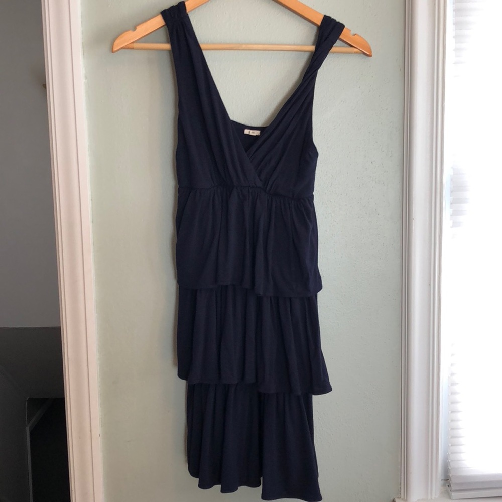 J crew xs cotton navy ruffle dress